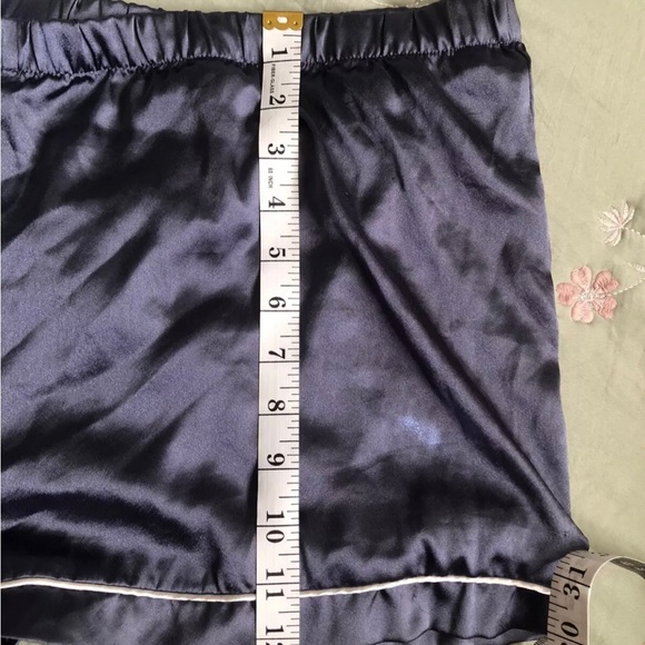 INC INTERNATIONAL CONCEPTS Sz L Satin Notch-Collar Shorts Pajamas Set Blue - Picture 6 of 7